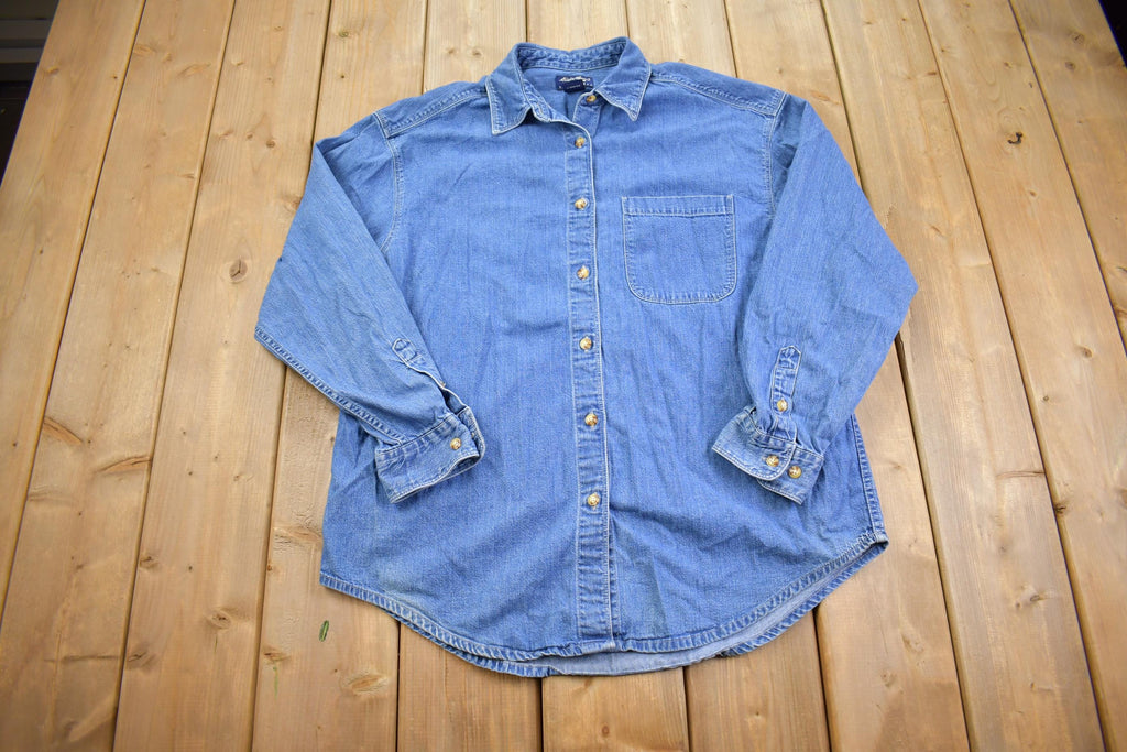 Vintage 1990s Eddie Bauer Denim Button Up Shirt - Large