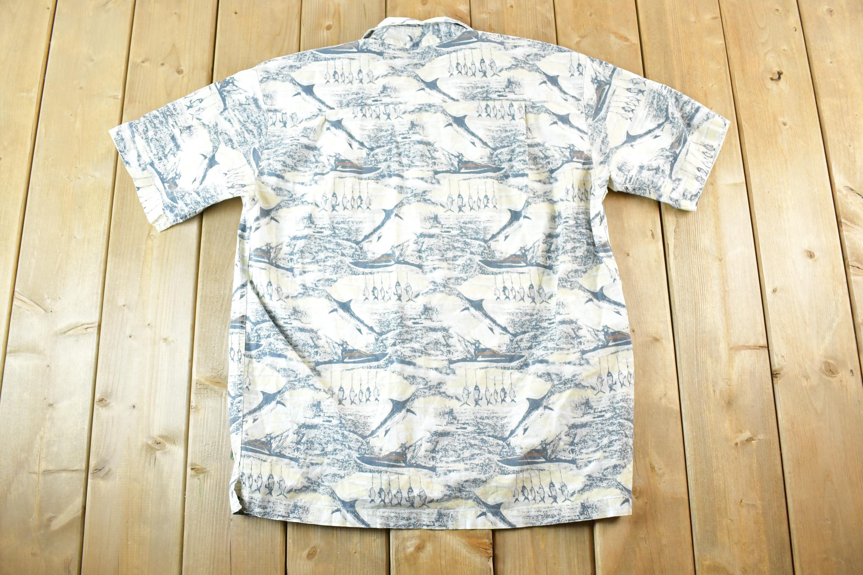 Vintage 1990s Swordfish Fishing Button Up Shirt Men's L