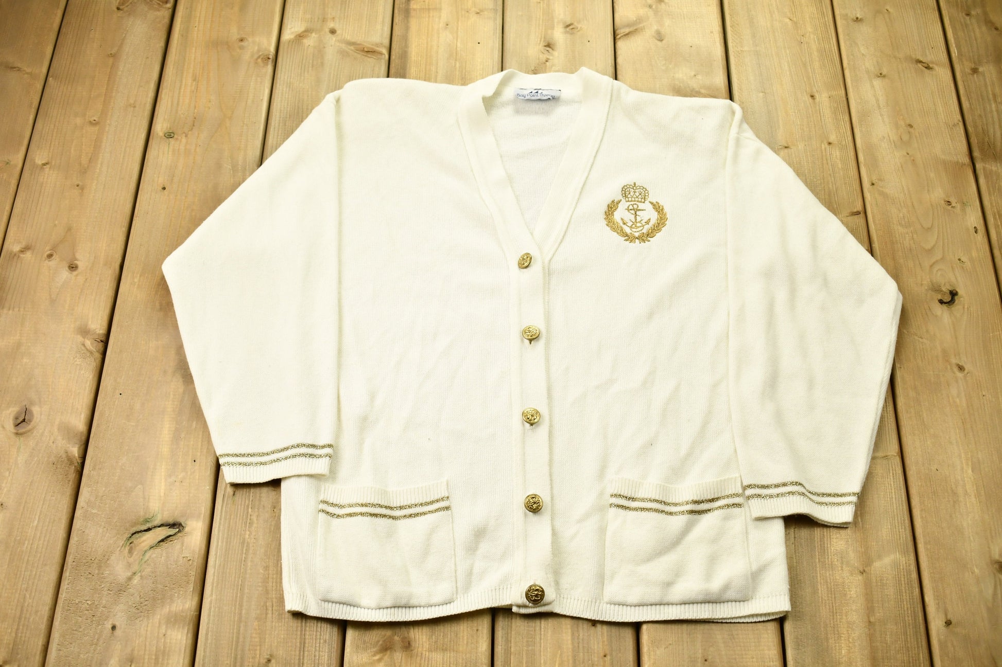 Vintage 1990s Bay Point Thread Knit Cardigan /