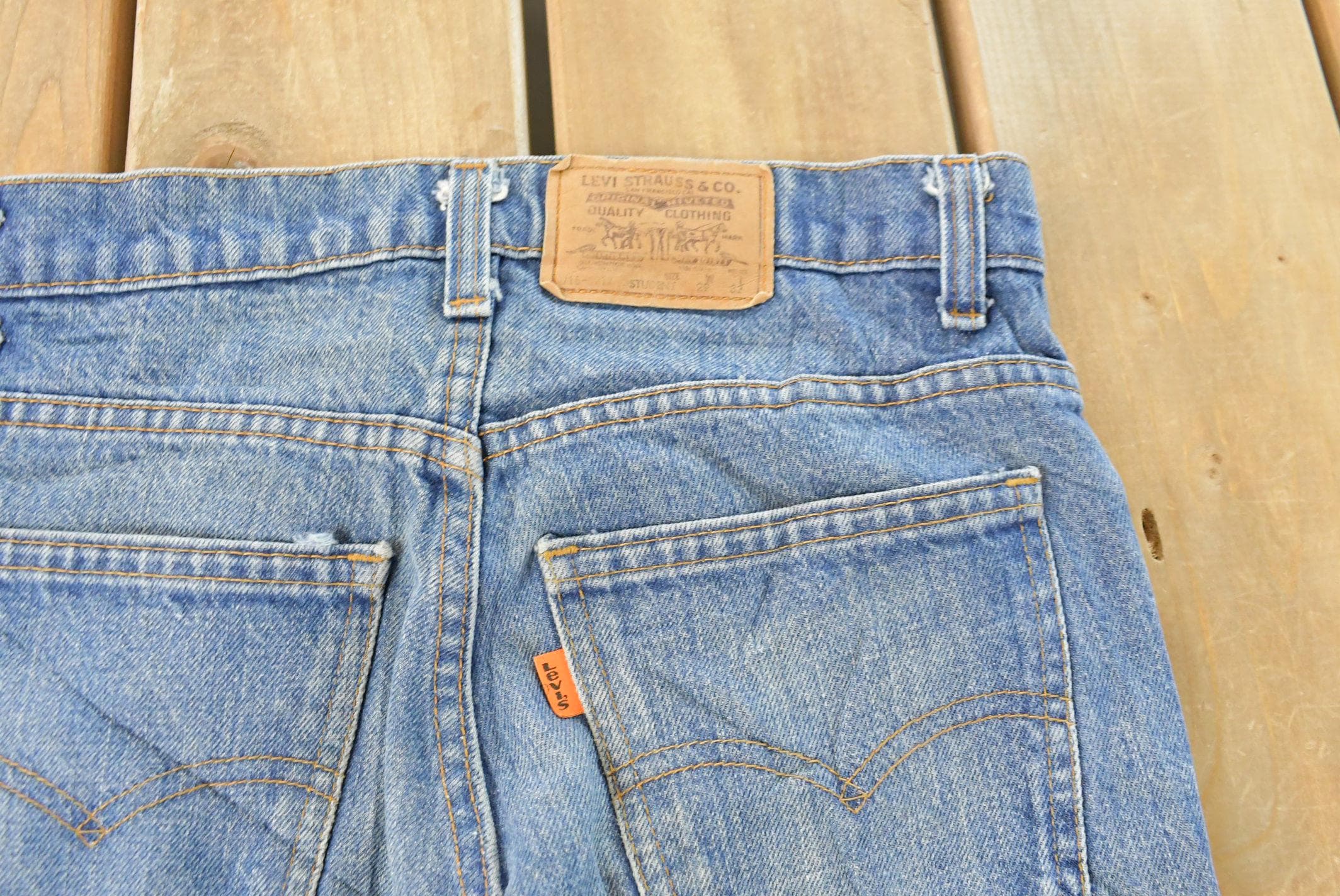 Vintage 1990s Levi's Distressed 716 Orange Tab Student Denim Jeans Men's 28 x 31 / Blue / 90s Levi's