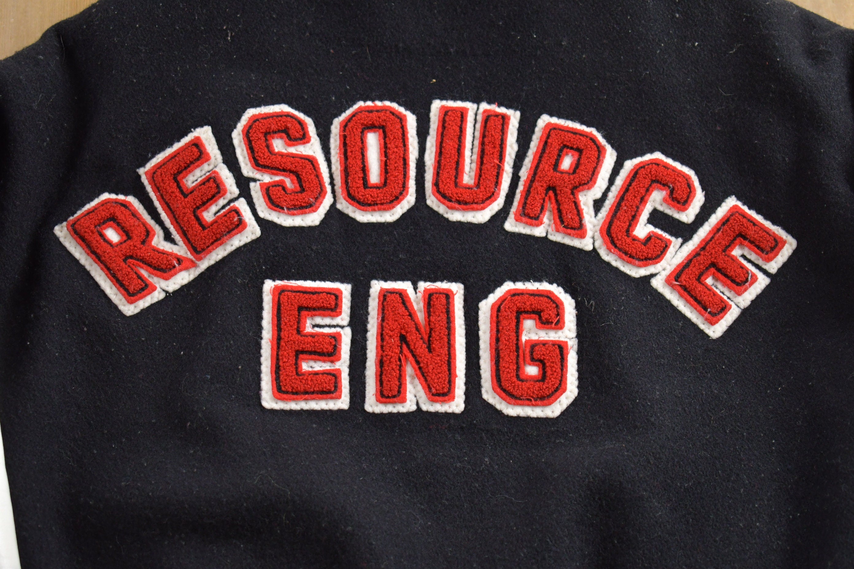 Vintage 1990s Resource Eng Leather Varsity Jacket