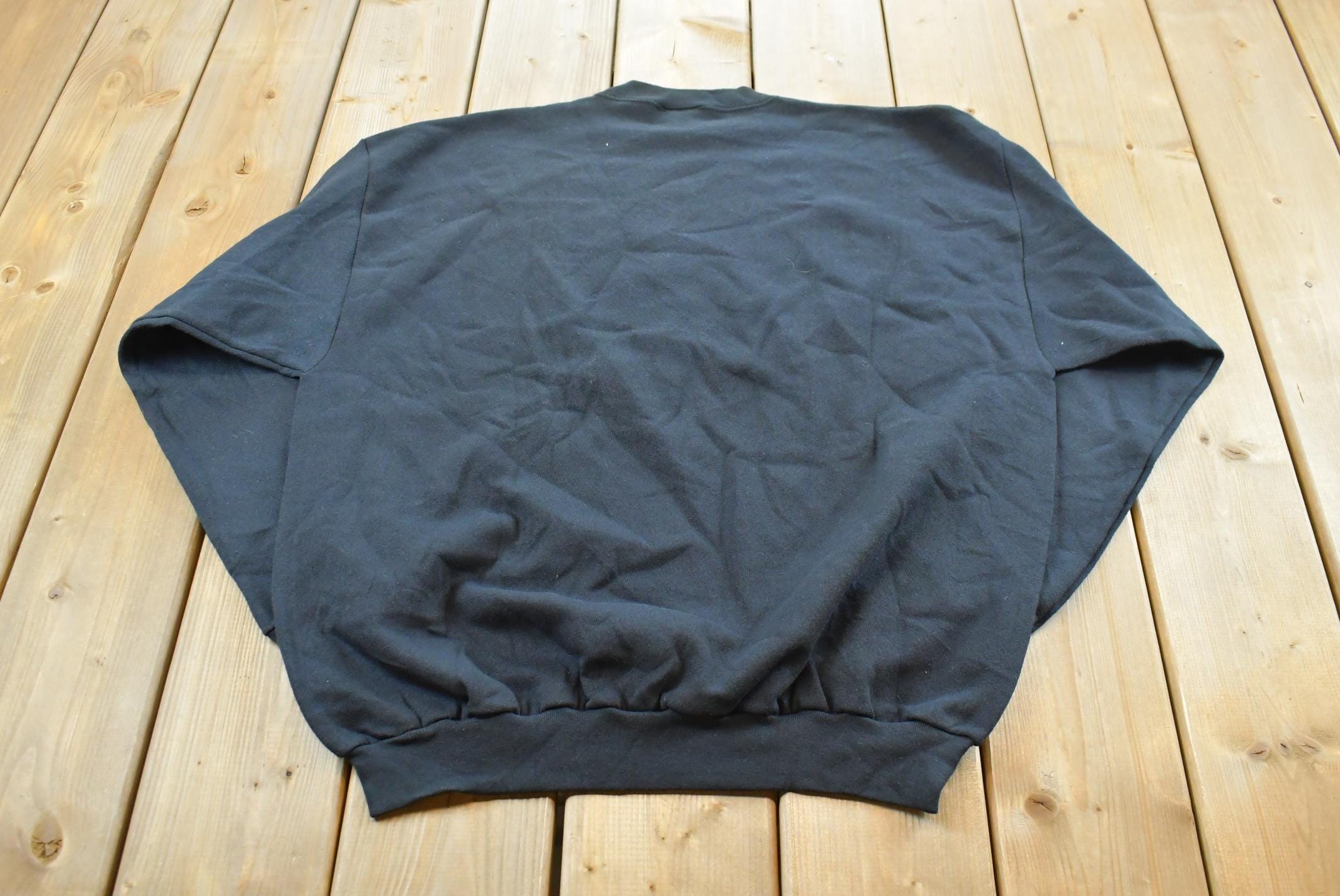 Vintage 1990s Blank Black Tultex Crewneck Sweatshirt Men's XL