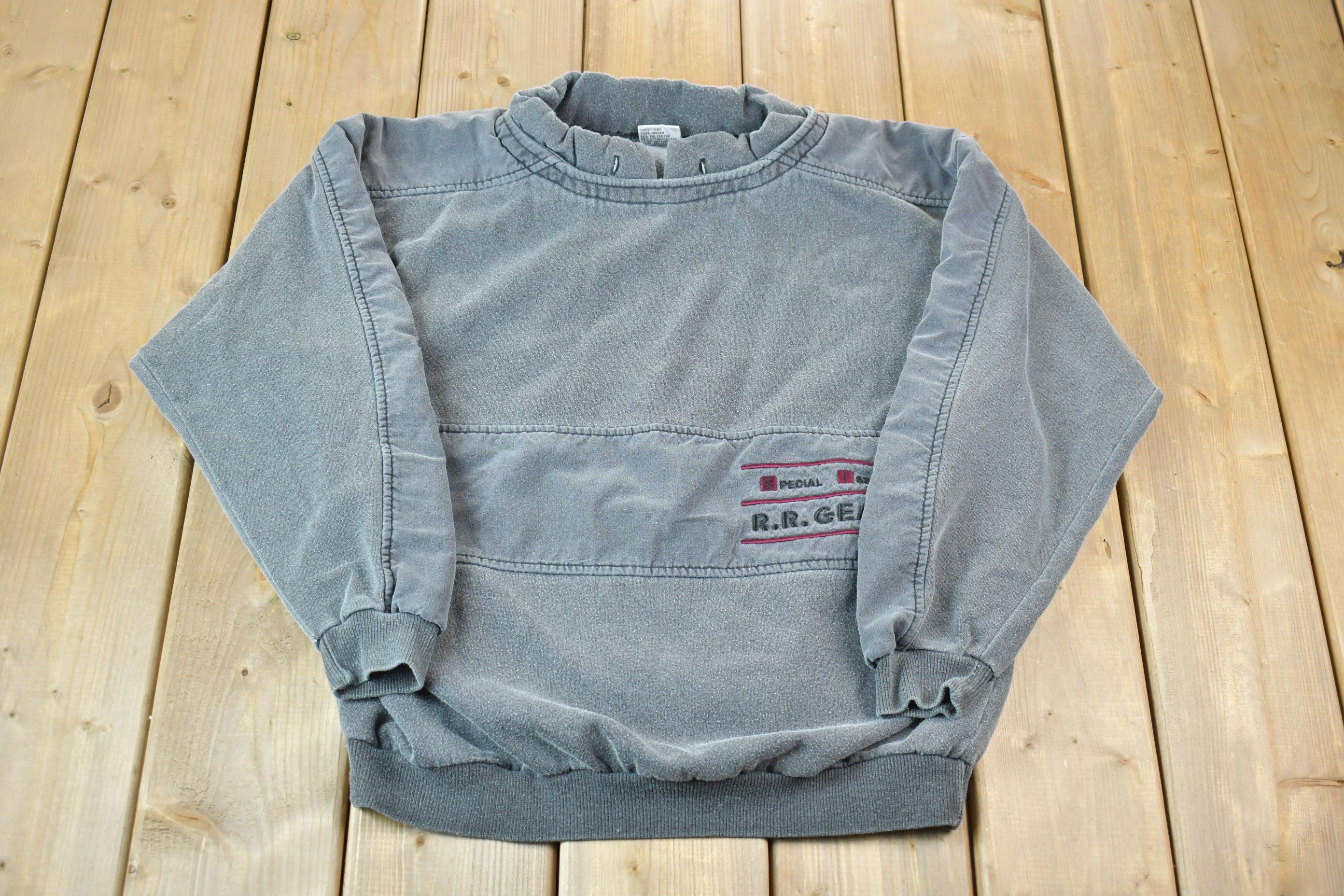 Vintage 1990s Fleece-Lined R.R. Gear Special Issue Embroidered Crewneck Sweatshirt
