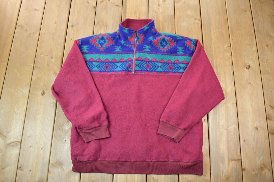 Vintage 1990s Great Canadian Rugged Wear Fleece Quarter Zip Sweater /