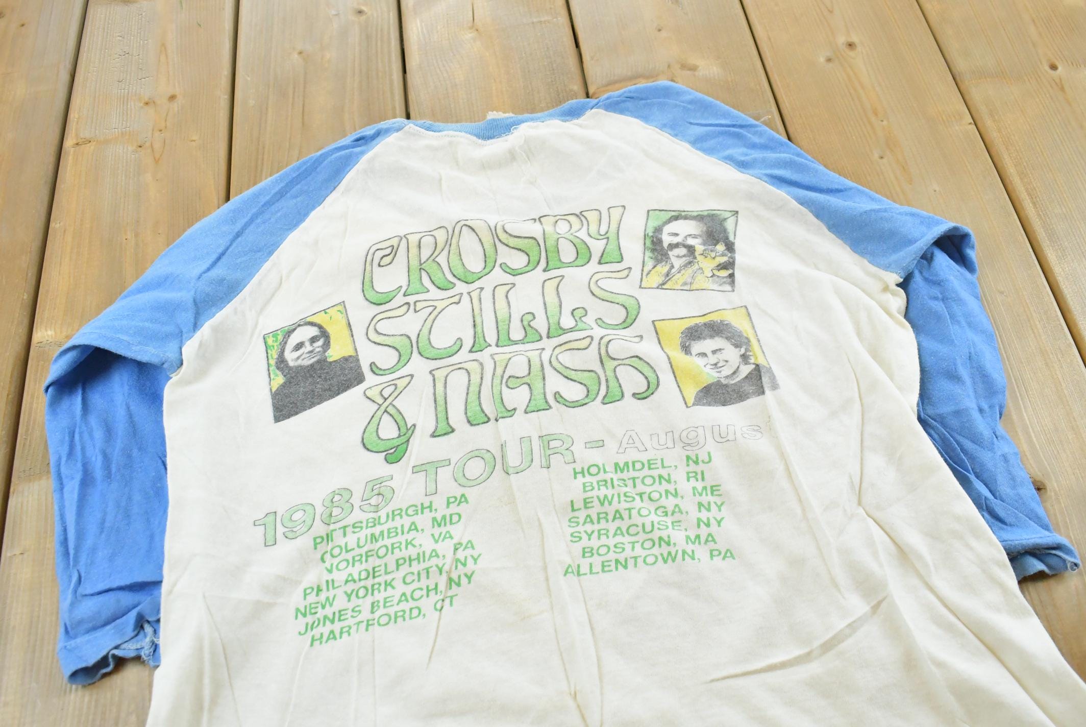 True Vintage 1985 Crosby Stills Nash Daylight Again Tour Raglan T-Shirt Men's M
