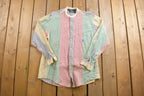 Vintage 1990s Seersucker Nautica Striped Button Up Shirt