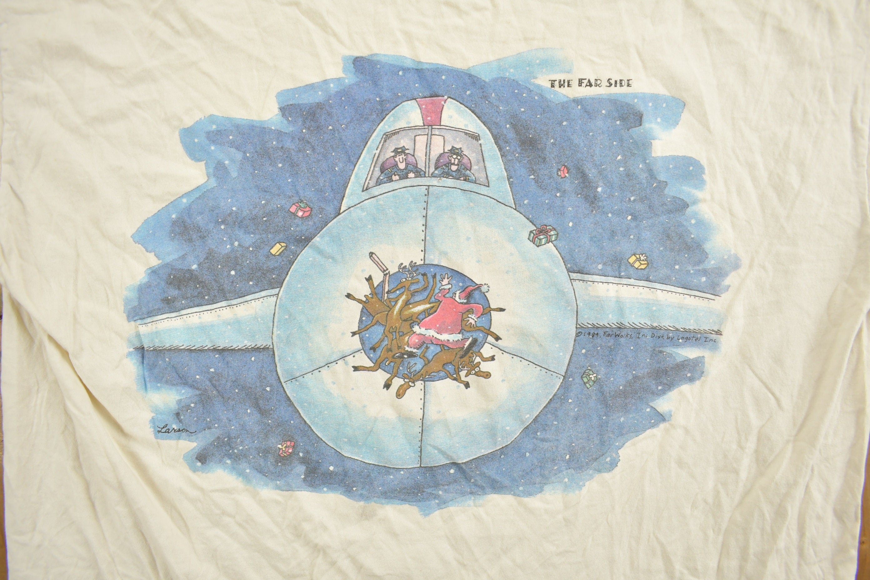 Vintage 1989 The Far Side Christmas Graphic T-Shirt