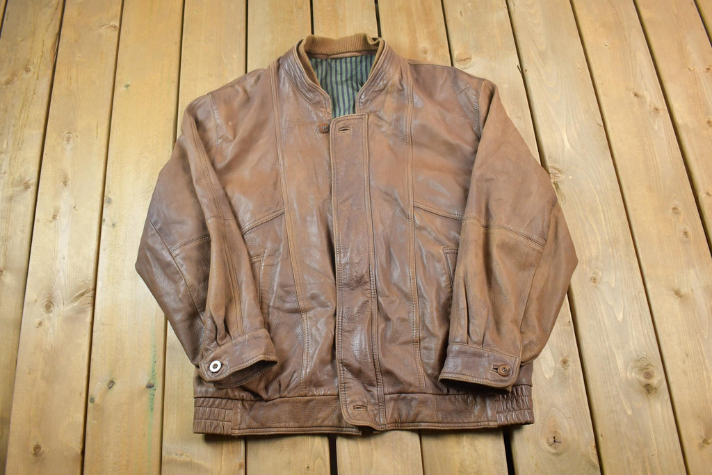 Vintage 1990s Brown Leather Casual Jacket Made In USA