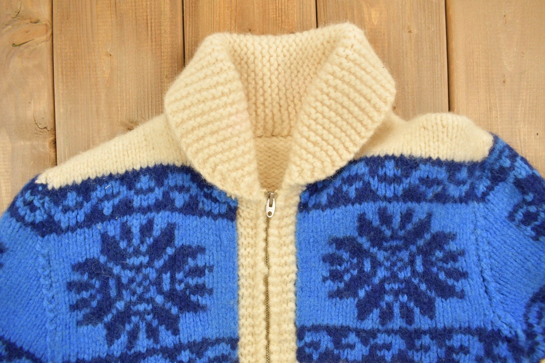 Vintage 1980s Cable Knit Zip Up Sweater