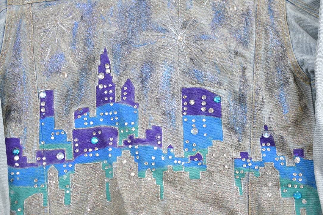 Vintage 1990s City Lights Customized Denim Jacket