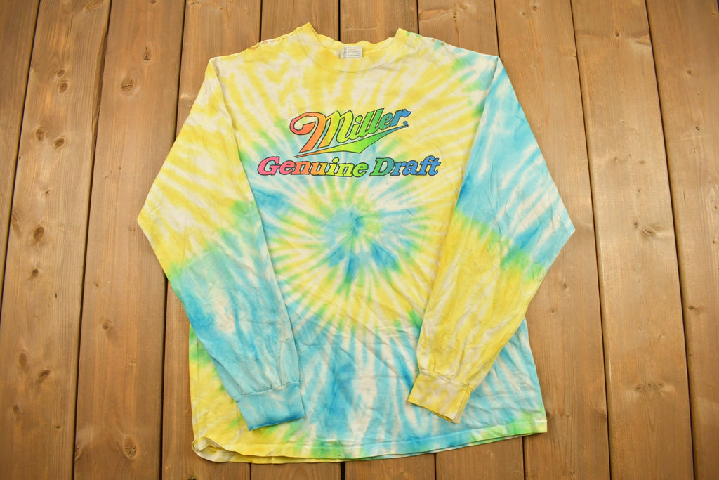 Vintage 1990s Miller Genuine Draft Tie Dye Graphic T Shirt / Vintage T Shirt / Streetwear / Graphic Tee / Made In USA