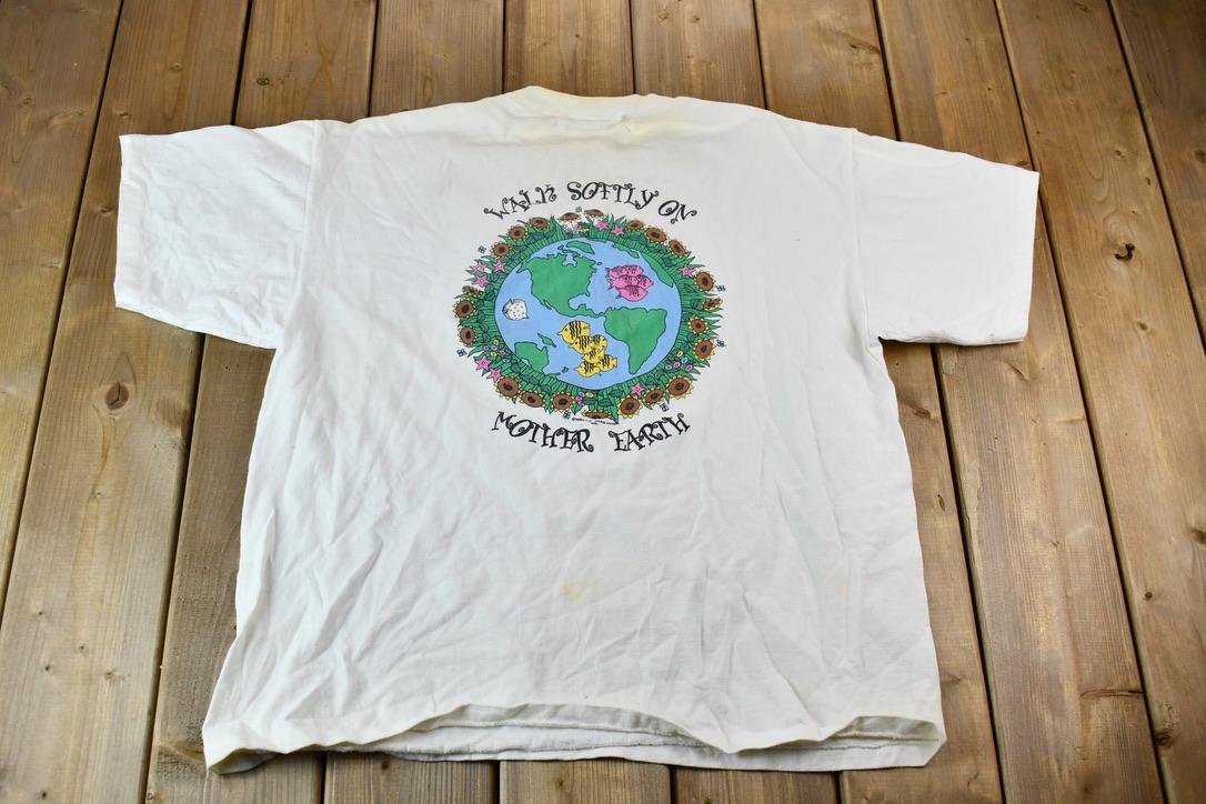 Vintage 1990s Aussie T Company Walk Softly on Mother Earth Single Stitch Graphic T-Shirt