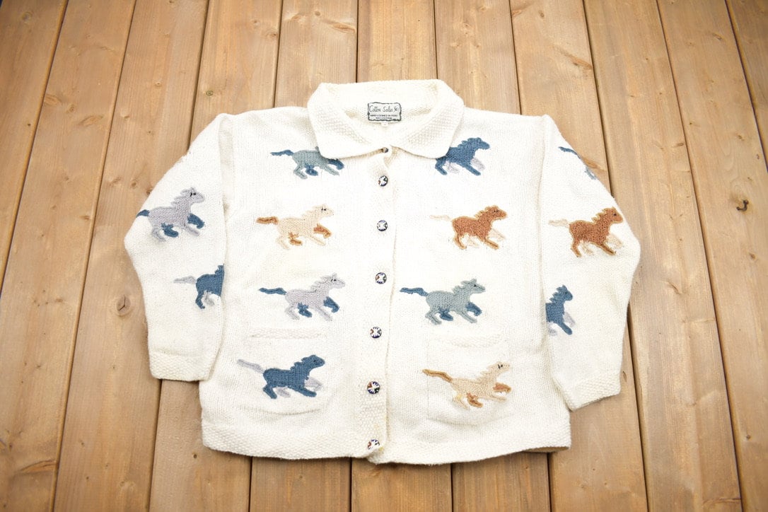 Vintage 1990s horse Embroidered Knit Sweater