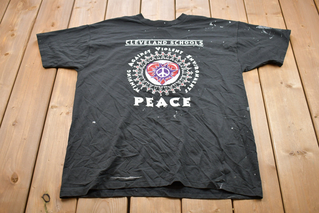 Vintage 1990s Cleveland Schools Peace Graphic T-Shirt