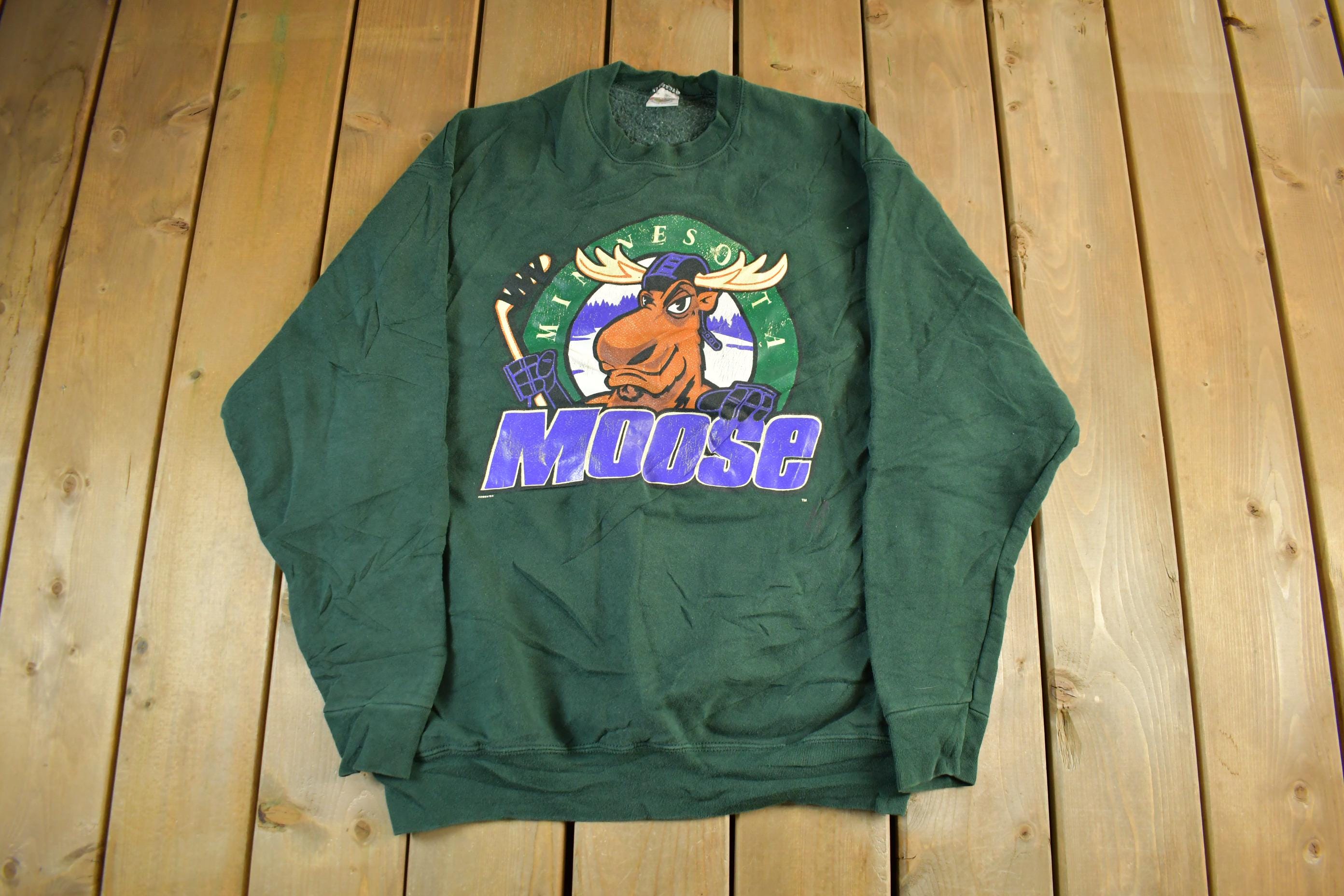 Vintage 1990s Minnesota Moose IHL Hockey Crewneck Sweatshirt Mens XL