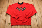 Vintage 1990s Granny Square Embroidered Crewneck Sweatshirt