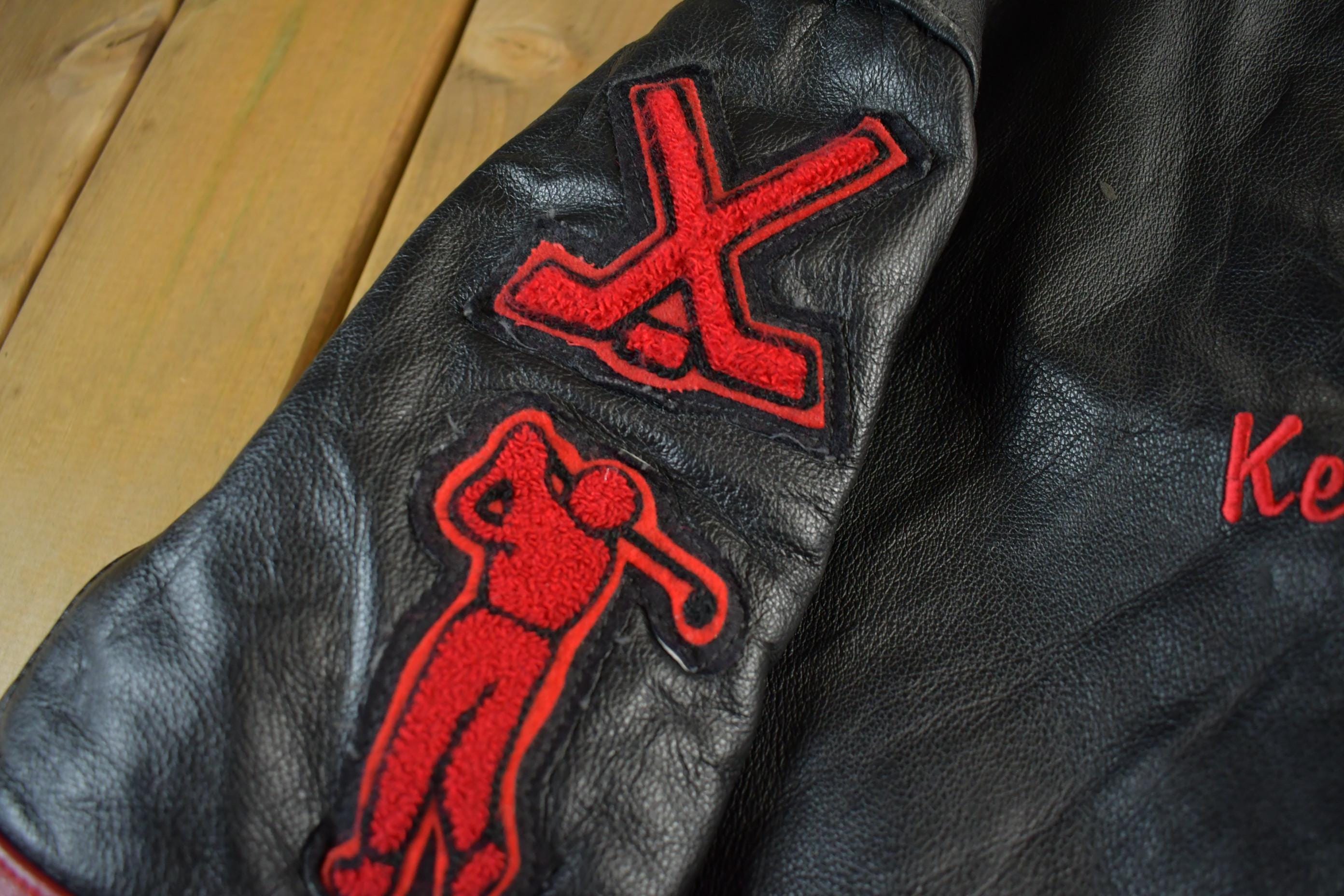 Vintage 1990s Collegiate Leather Varsity Jacket Men's 2XL