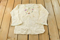 Vintage 1960s Floral Embroidered Peasant Blouse Shirt Womens