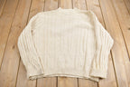 Vintage 1990s Women's Petite 3D Cable Knit Mockneck Sweater