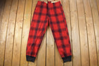 1950s Vintage Red Plaid Wool Trousers 38 x 30