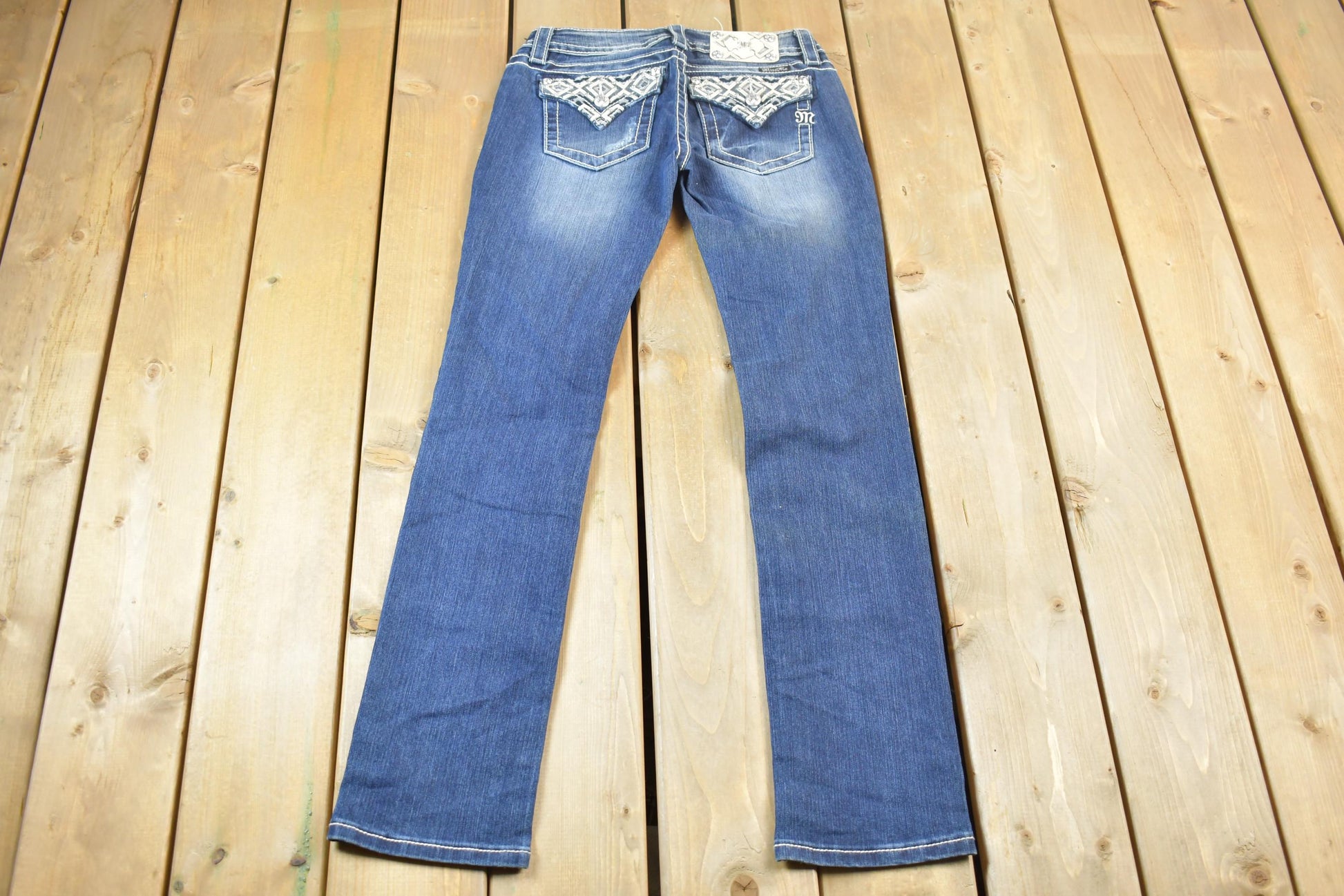 Vintage Y2K Miss Me Bedazzled Low Rise Jeans Size 26x31