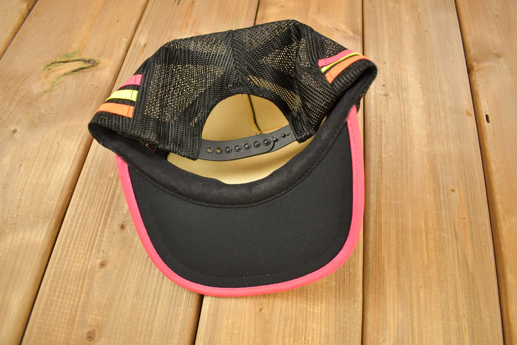 Vintage 1980s Black & Pink Blank Trucker Hat