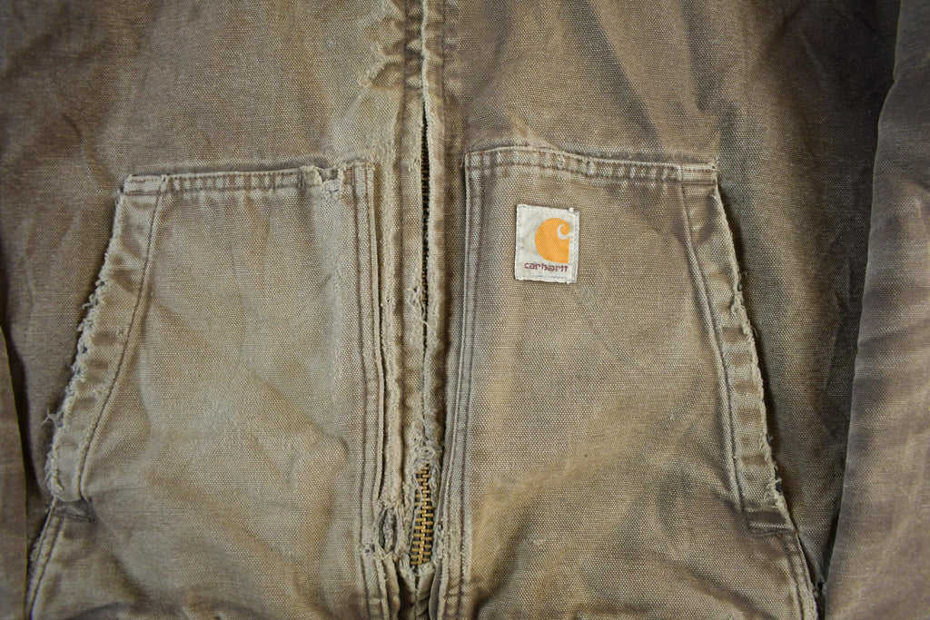 Vintage 2000s Distressed Sun Faded Carhartt Hooded Lined Jacket Mens Small