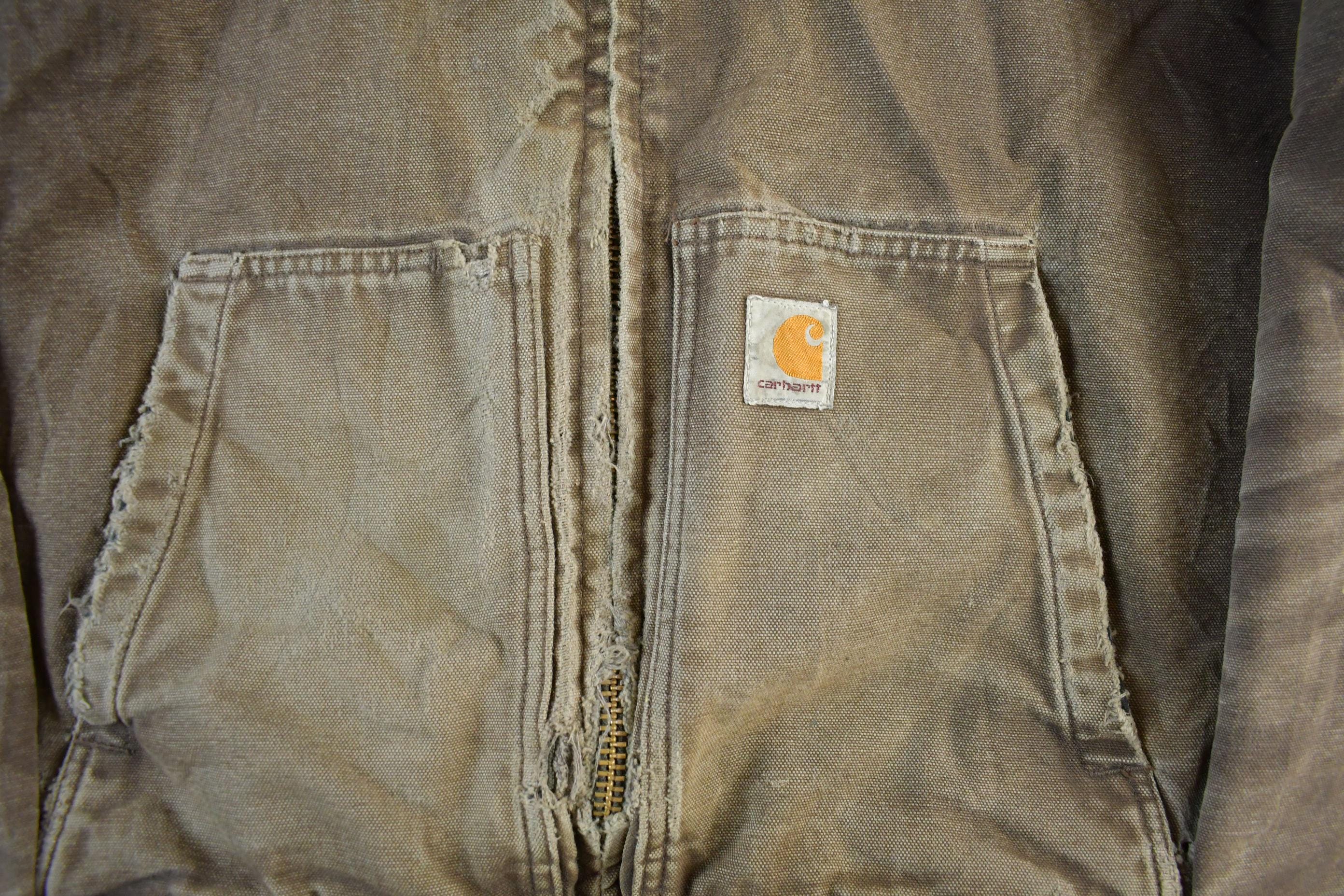 Vintage 2000s Distressed Sun Faded Carhartt Hooded Lined Jacket Mens Small