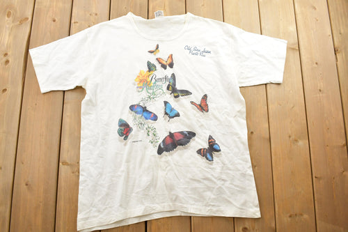 Vintage 1990s Butterflies Of The Rainforest Old San Juan Puerto Rico Souvenir T-Shirt / Streetwear / Made In USA / Vacation Tee