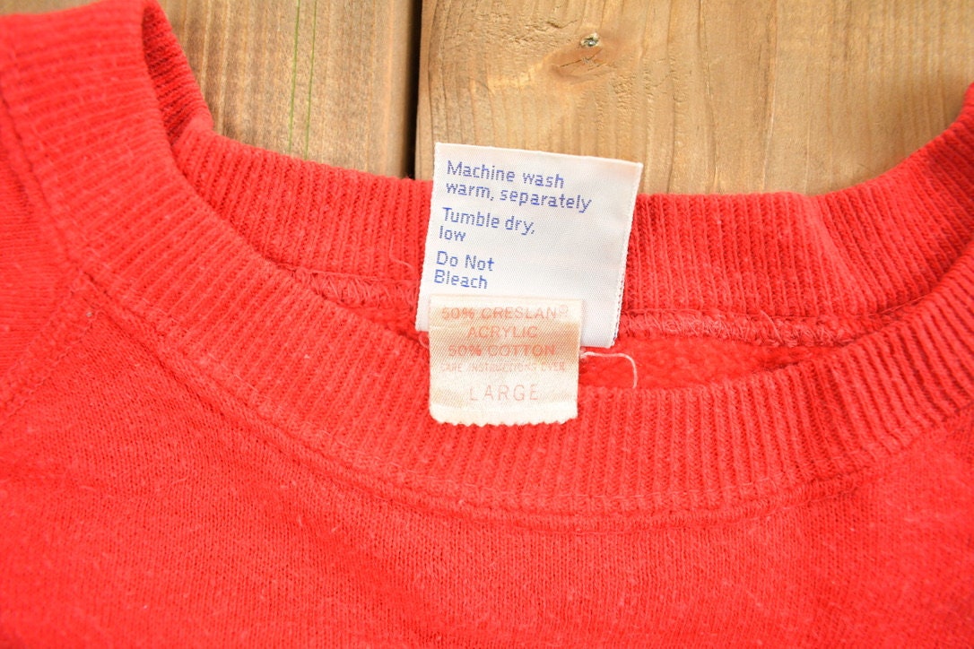 Vintage 1990s Blank Red Gearing Up Crewneck Sweatshirt