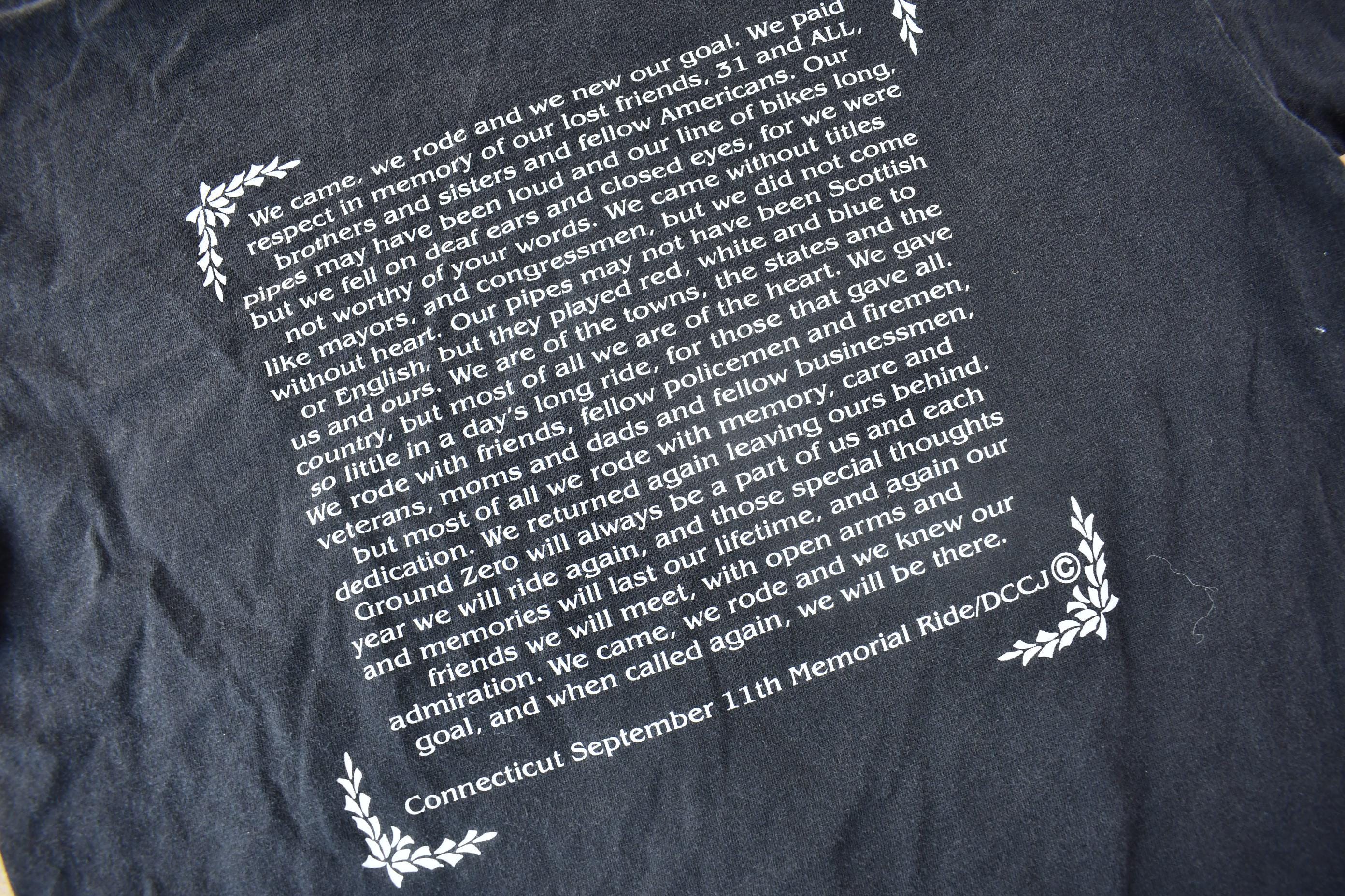 Vintage 2001 911 Connecticut Memorial Ride T-Shirt