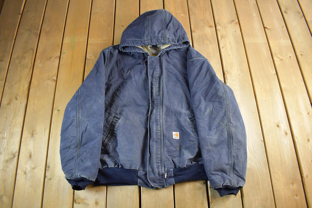 Vintage 1990s Carhartt Canvas FR Fire Resistant Hooded Jacket Men's XL