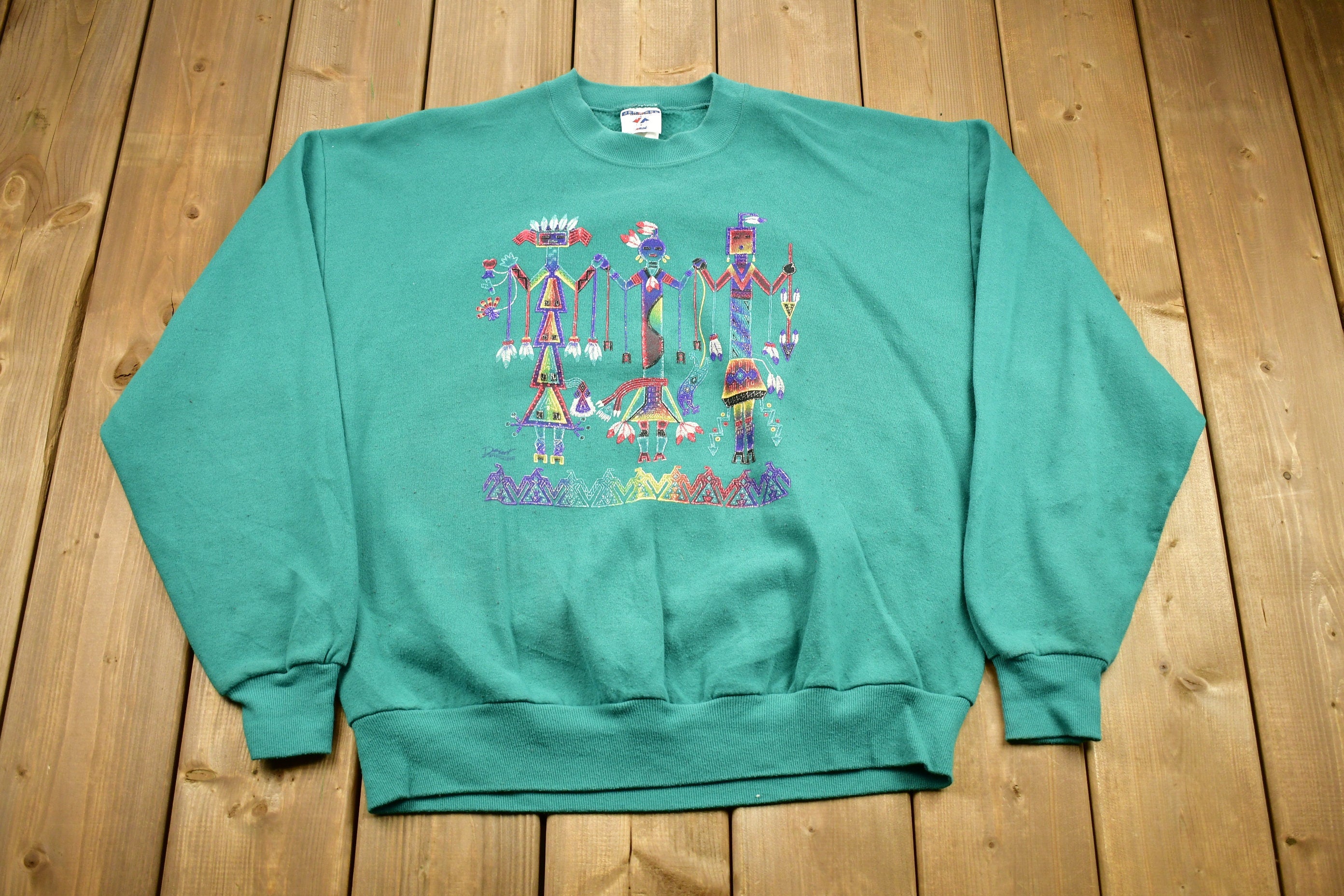 Vintage 1990s Native American Art Graphic Crewneck