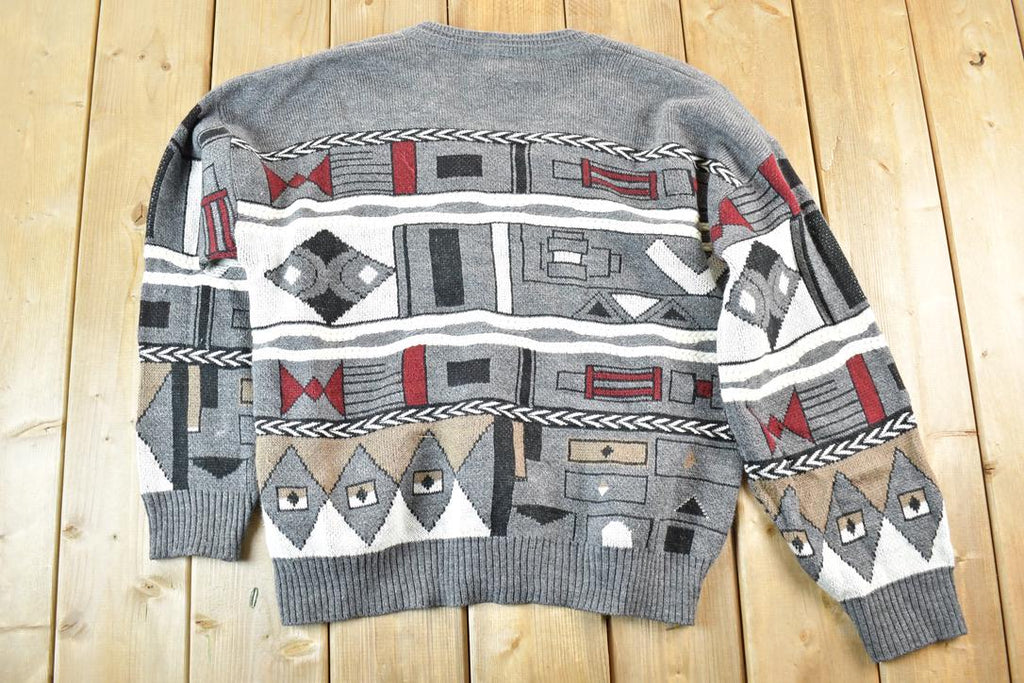Vintage 1990s Abstract Knit Crewneck Sweater Mens XL /