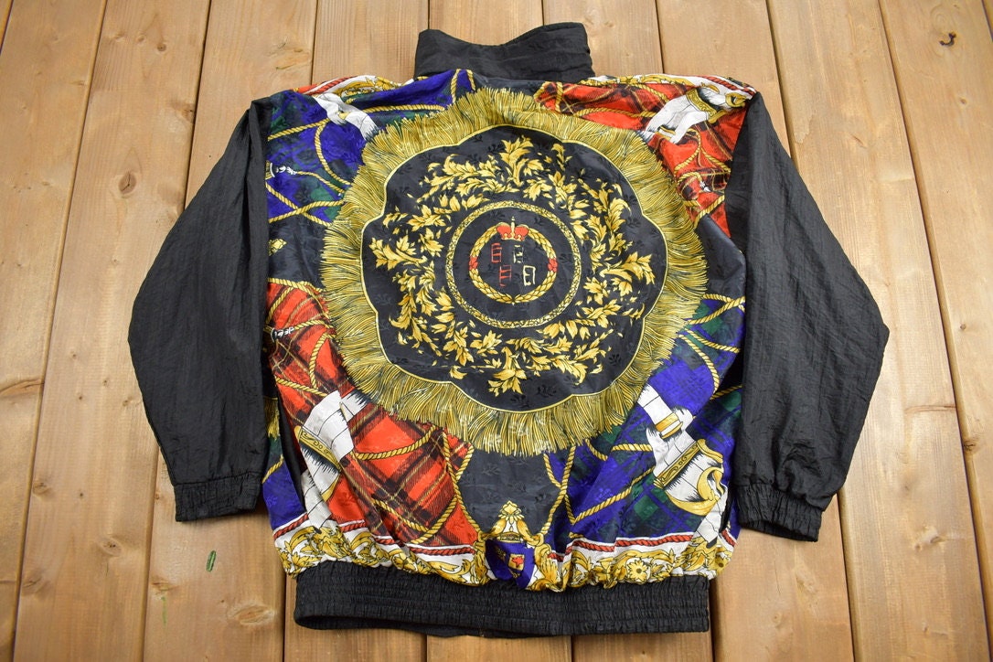 Vintage 1990s Equestrian Theme Resort Bay All Over Print Full Zip Windbreaker