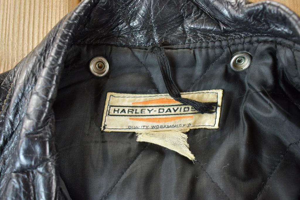 Vintage 1960s Harley Davidson Leather Motorcycle Jacket With Belt Made In USA