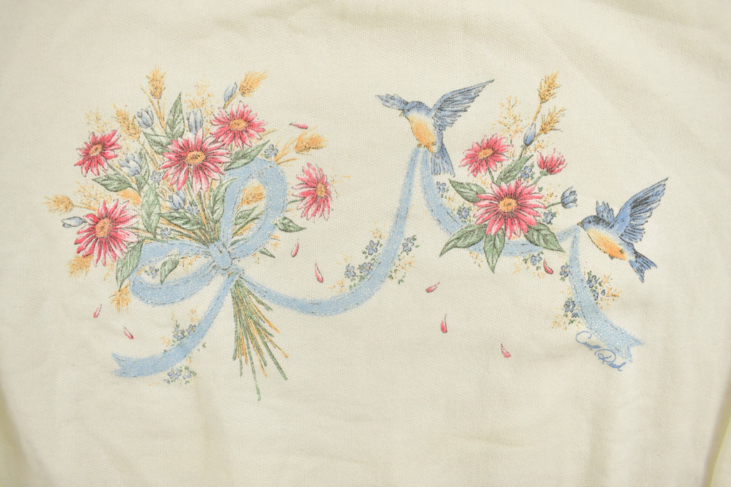 Vintage 1990s Carroll Reed Double Collar Floral Graphic Crewneck Sweatshirt