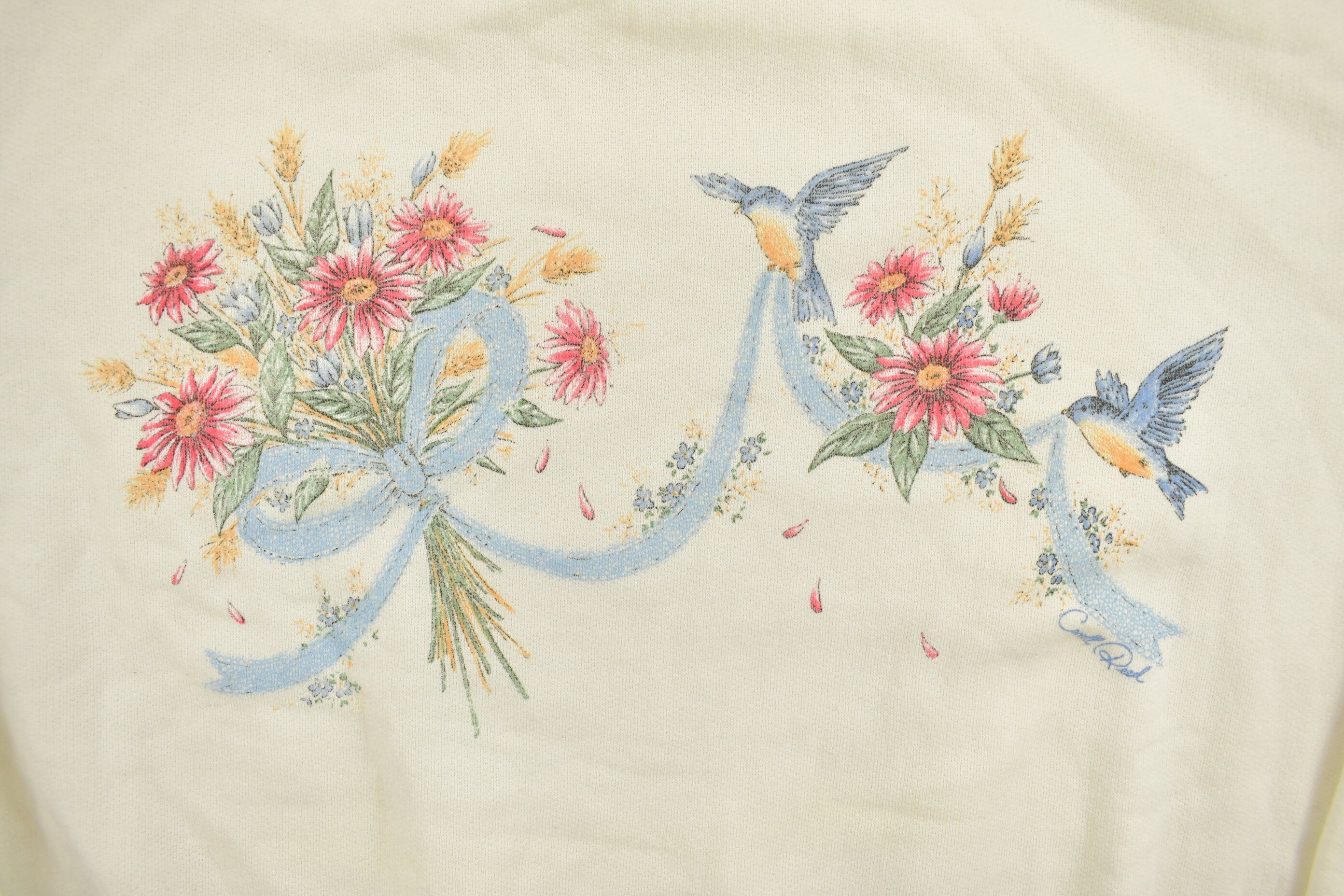 Vintage 1990s Carroll Reed Double Collar Floral Graphic Crewneck Sweatshirt