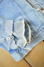 Vintage 1990s Distressed Faded Wrangler Synthetic Fur Lined Jean Jacket