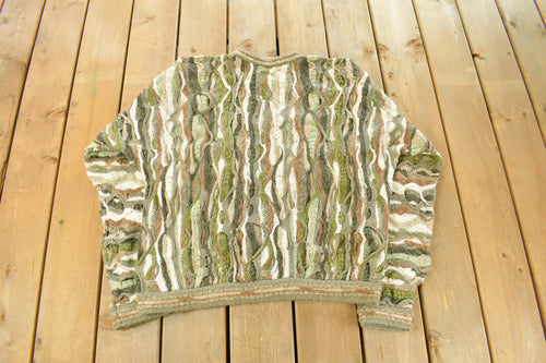 Vintage 1990s Coogi Classic 3D Knit Abstract Crewneck Sweater Men's XL / 90s Crewneck / Biggie Sweater / Made In Australia