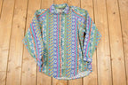 Vintage 1990s Lizwear Abstact Button Up Shirt Womens M