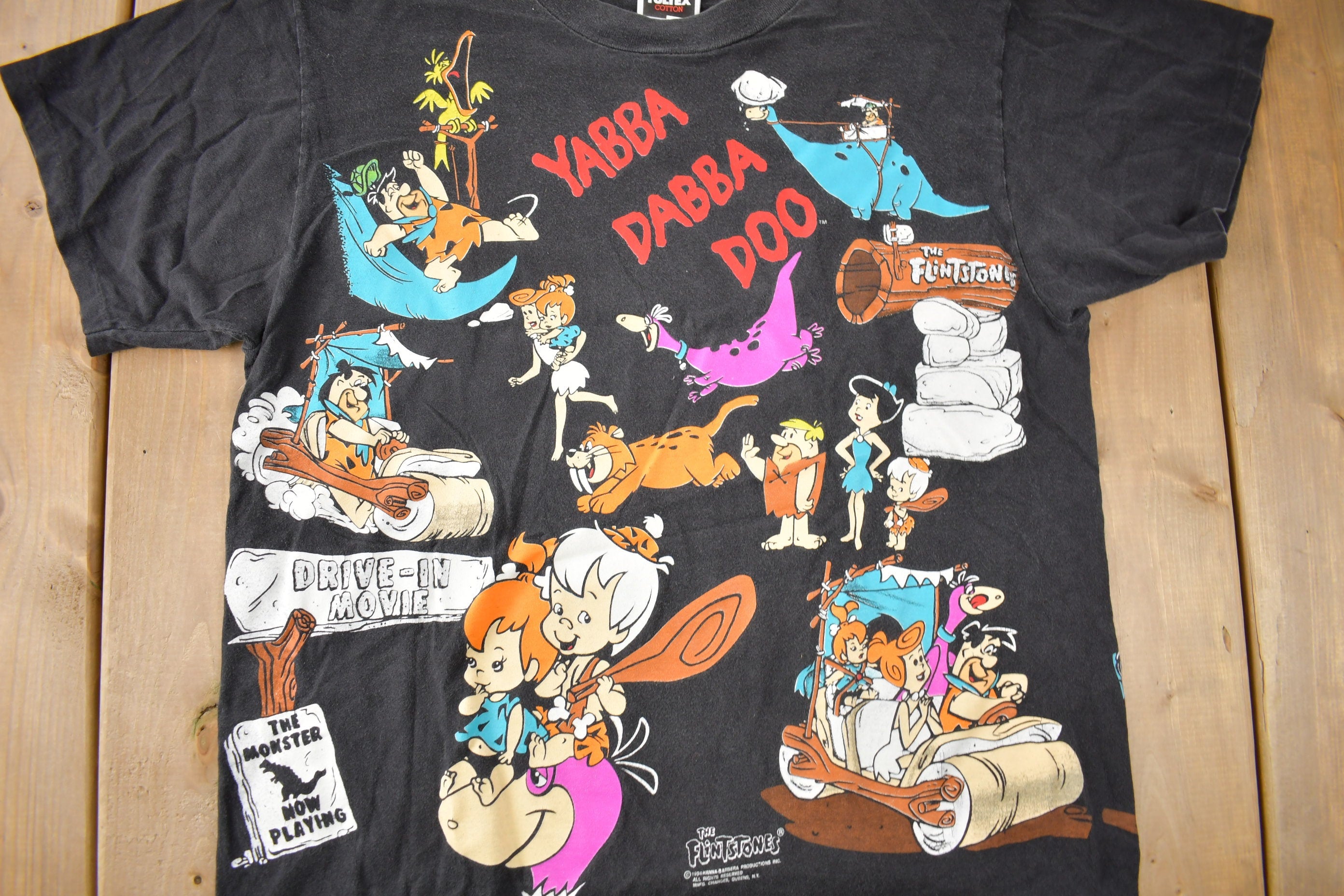 Vintage 1994 The Flintstones Cartoon All Over Print AOP Graphic T-Shirt