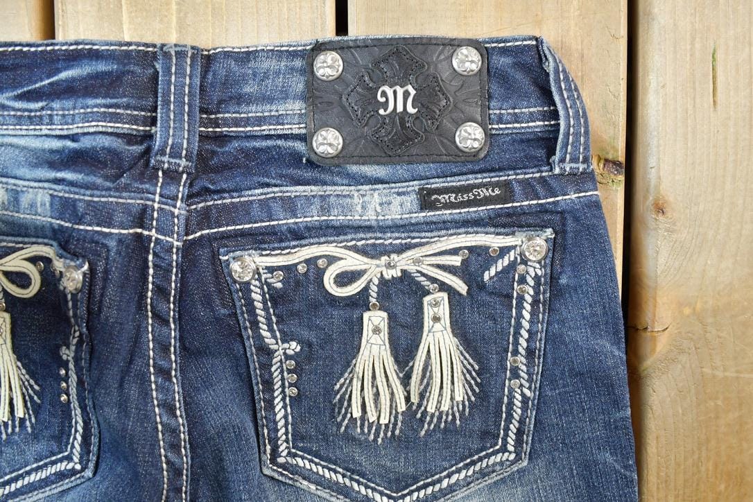 Vintage Y2K Miss Me Bedazzled Low Rise Jeans Size 26x31