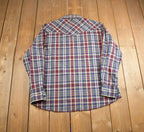 Vintage 1990s Wrangler Blank Plaid Pearl Button Up Shirt