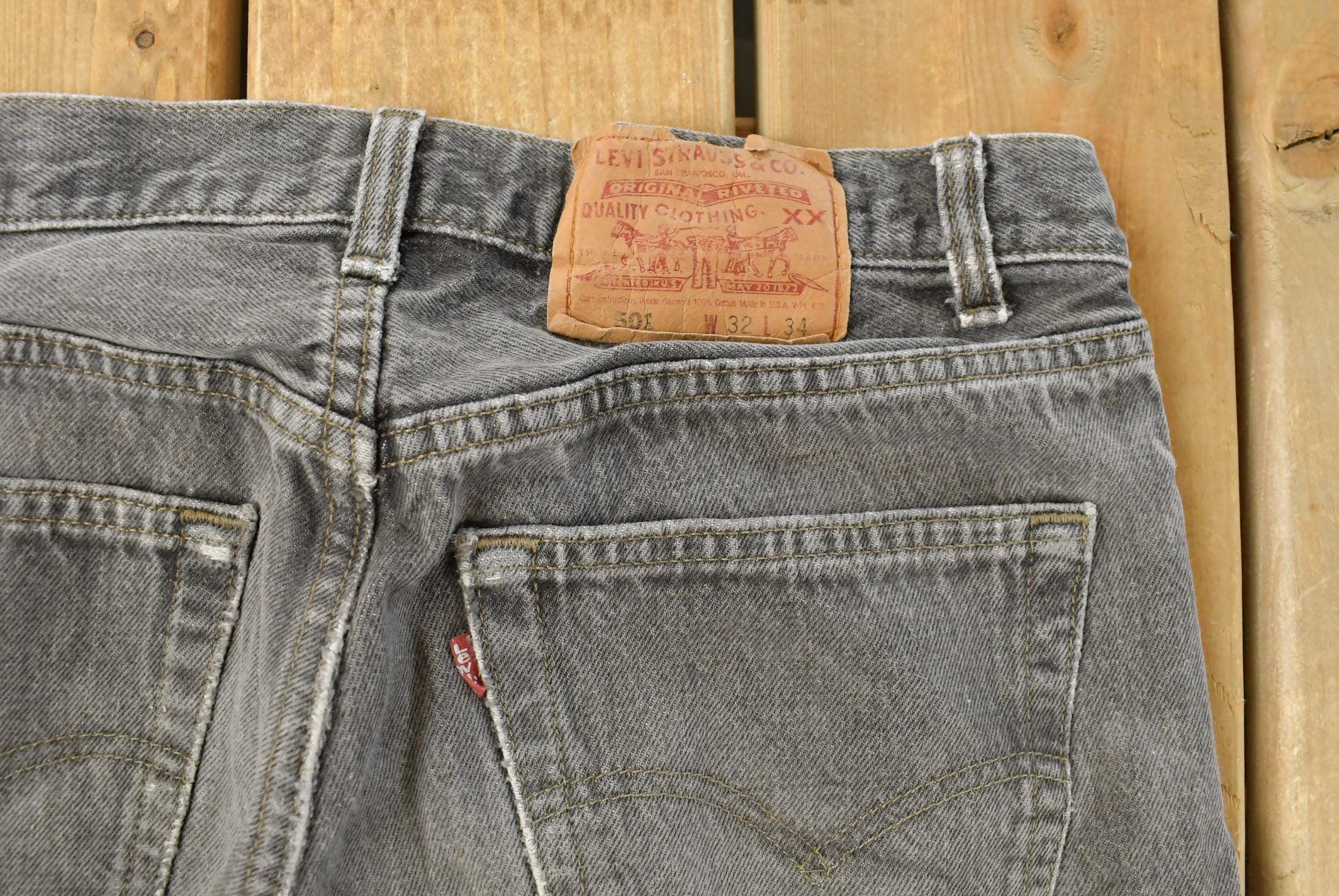 Vintage 1990s Levi's Distressed 501 Original Fit Denim Jeans Men's 30 x 29 / Faded Black Wash / 90s Levi's / Made in USA