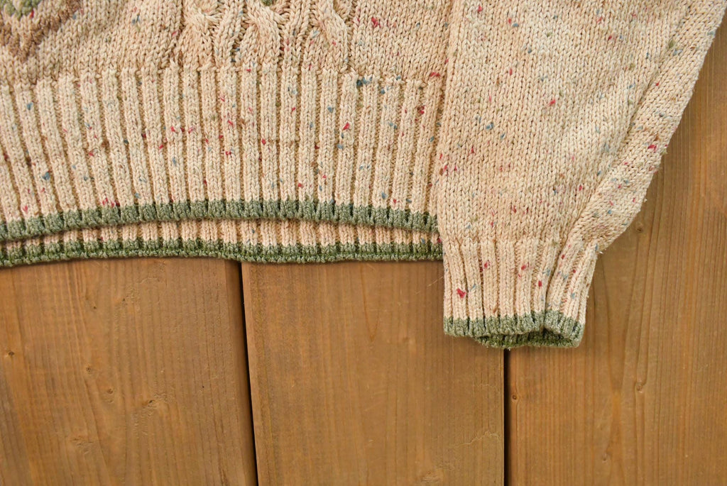 Vintage 1990s Liz Wear Knit Abstract Pattern Mockneck Sweater Womens L / 90s Crewneck / Preppy Knits