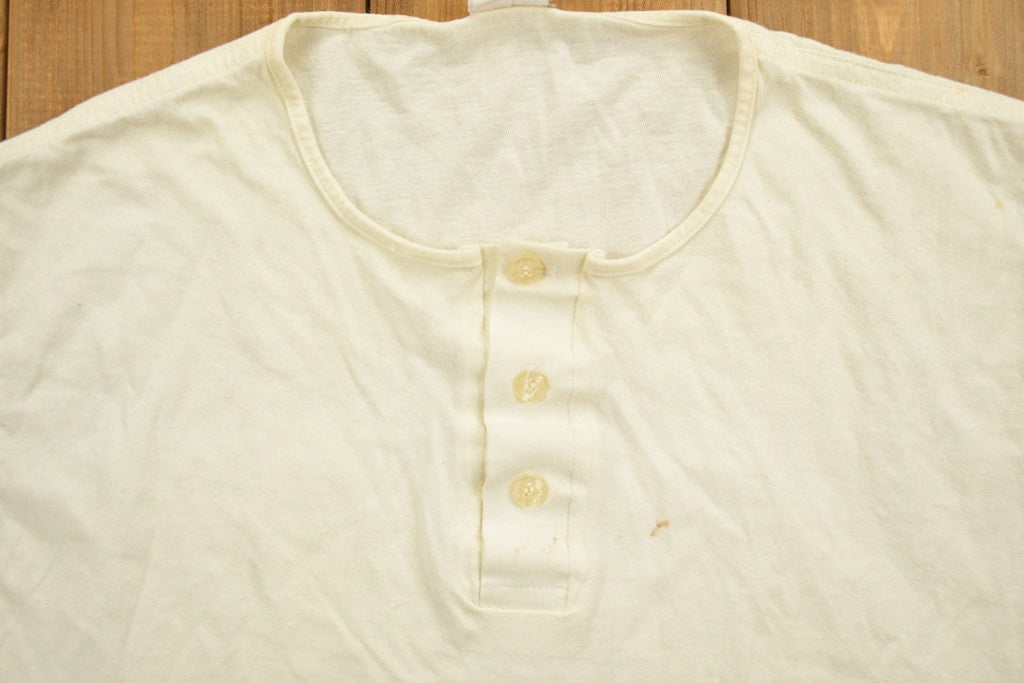 Vintage 1990s Blank Quarter-button T Shirt