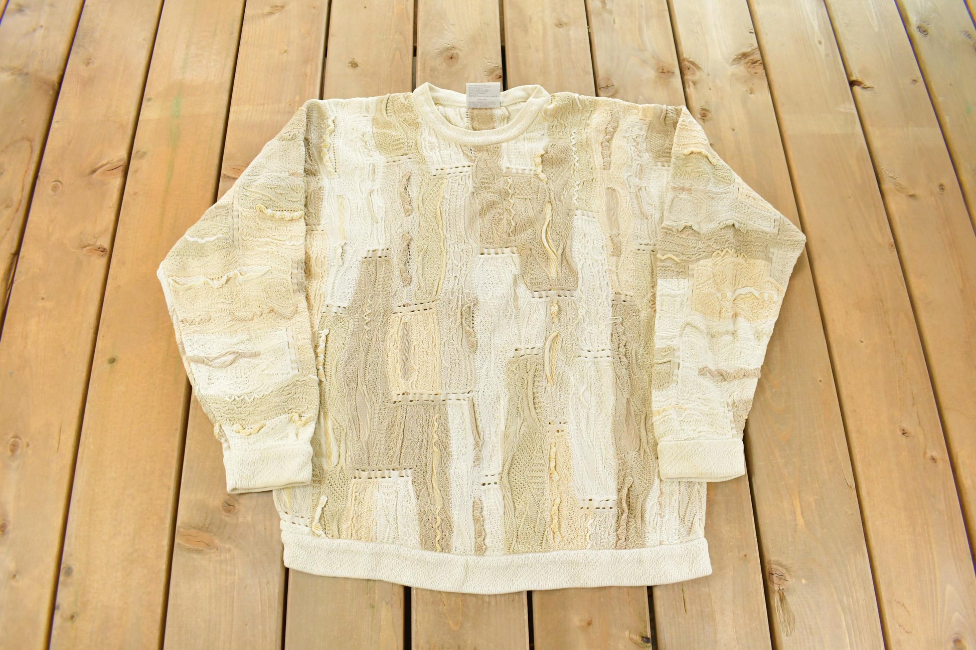 Vintage 1990s Coogi 3D Knit Abstract Crewneck Sweater Men's Large