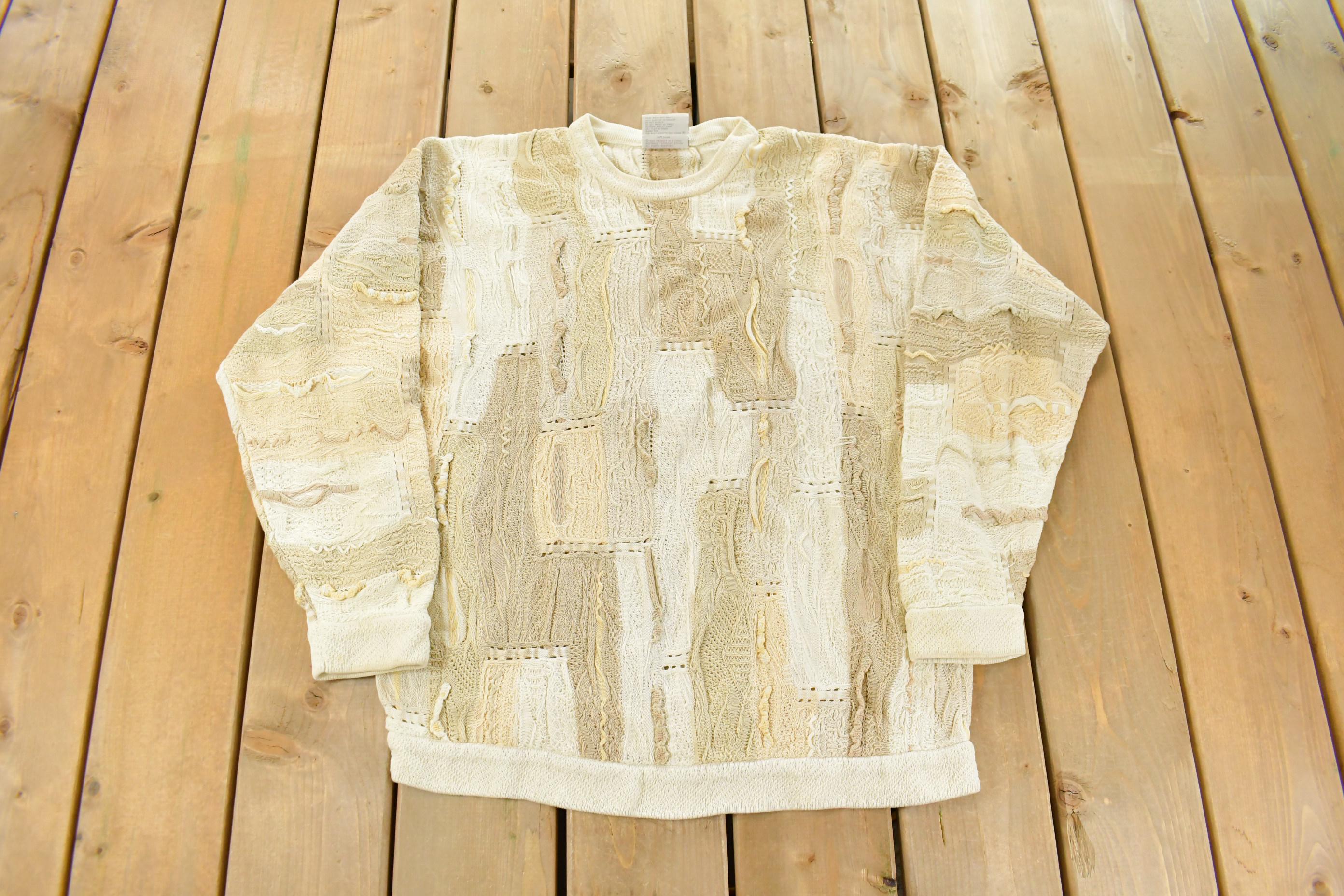 Vintage 1990s Coogi 3D Knit Abstract Crewneck Sweater Men's Large