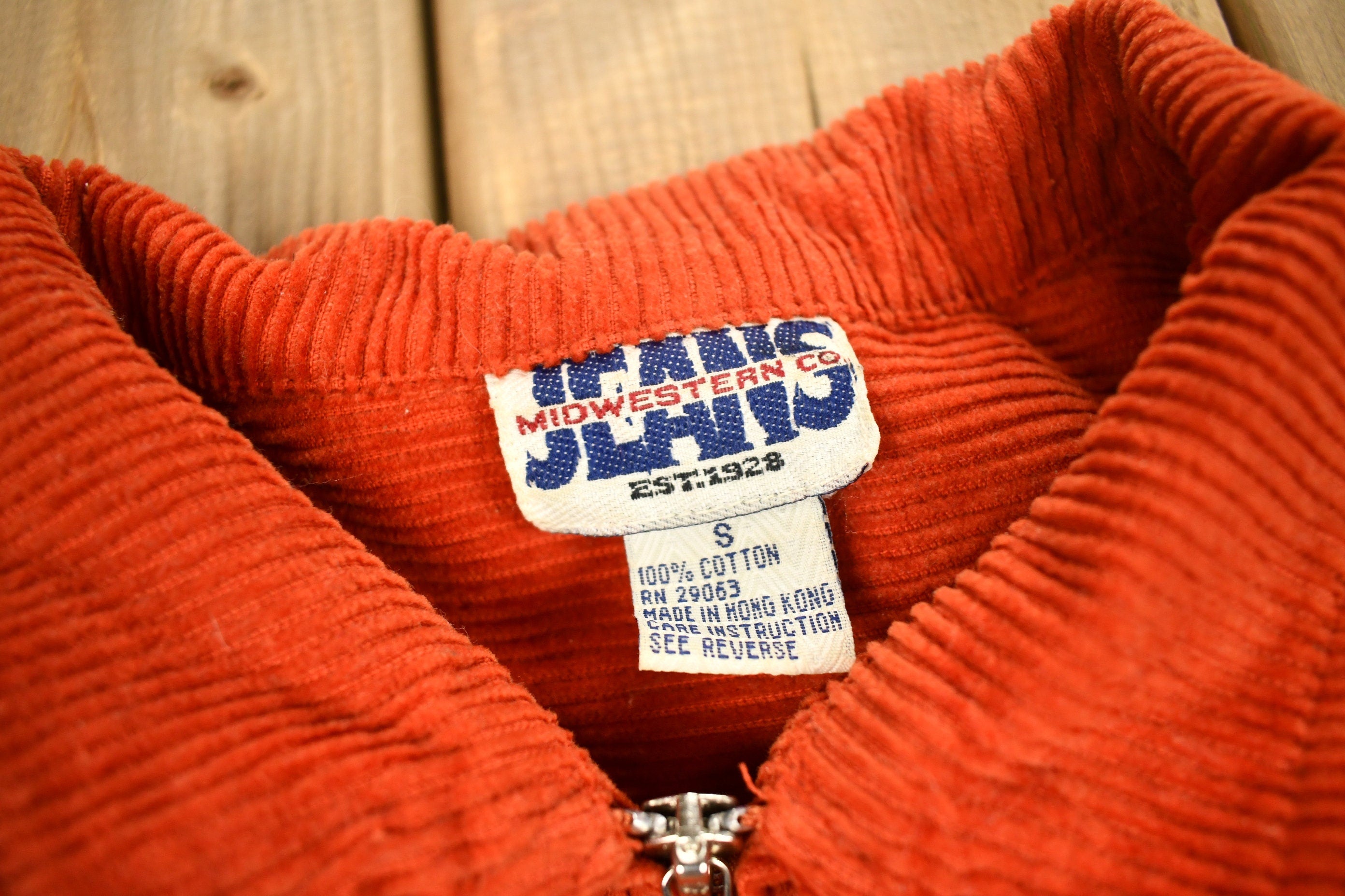 Vintage 1990s Midwestern Co Jeans Corduroy Zip Up Sweater
